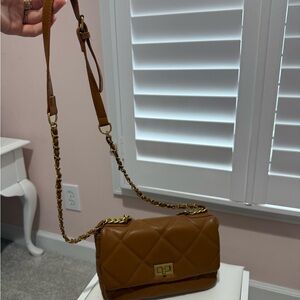 Elegant Brown Quilted Shoulder Bag
